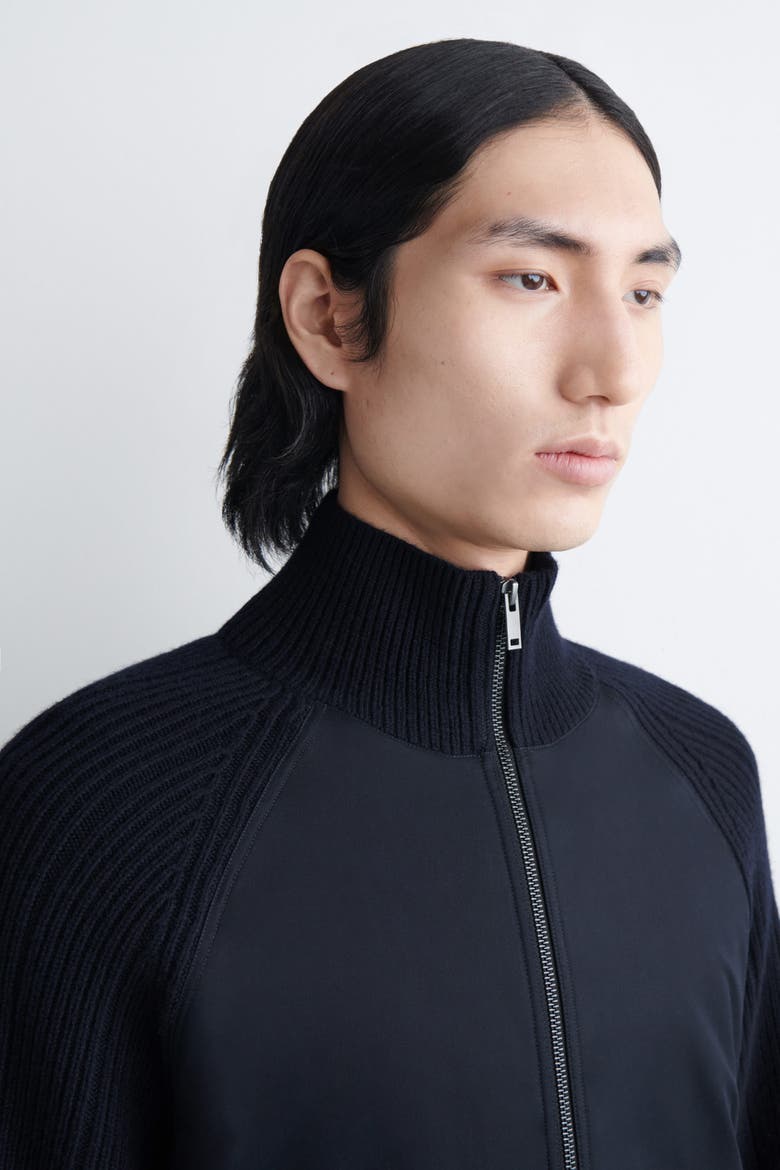 Cotton-Paneled Merino Track Jacket, Alternate, color, NAVY