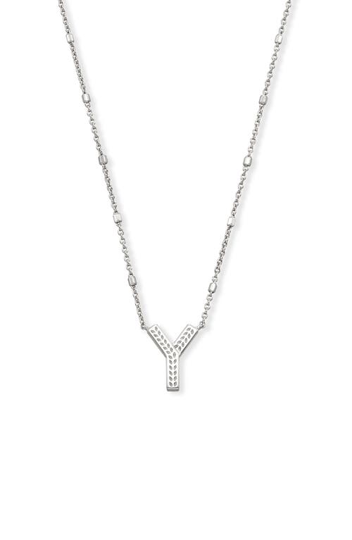 Kendra Scott Initial Pendant Necklace in Rhodium Metal-Y 
