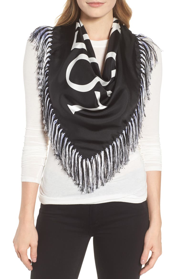 Anagram Silk Scarf, Main, color, BLACK/ WHITE