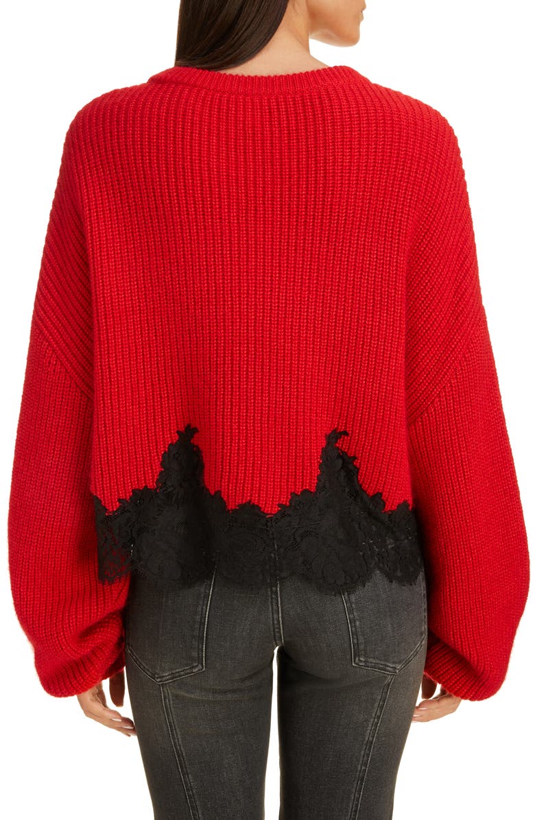 Givenchy Lace Detail Logo Sweater, Alternate, color,