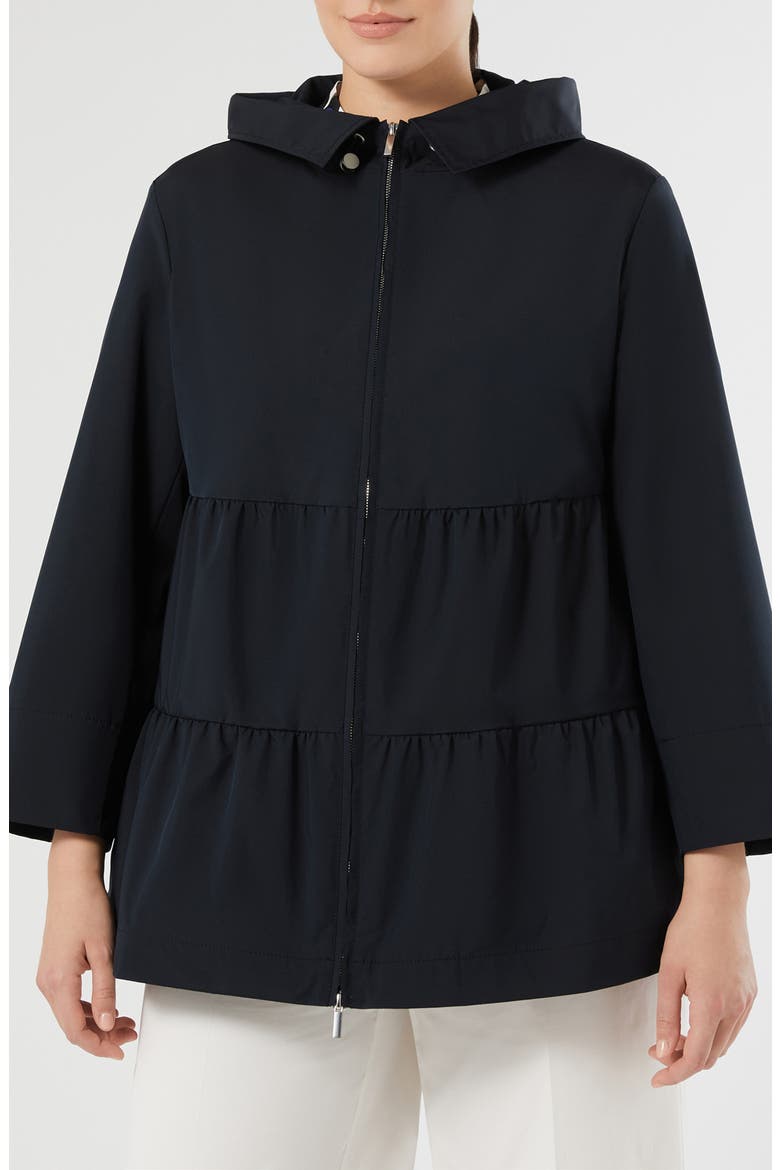 Samba Water Repellent Peplum Raincoat, Main, color, MIDNIGHT BLUE