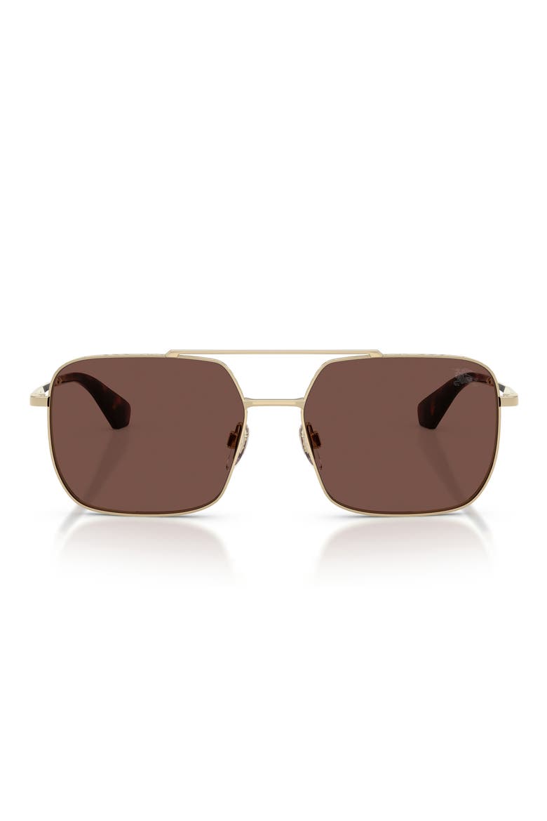 BE3179 57mm Square Aviator Sunglasses, Main, color, LIGHT GOLD / BLACK CHOCOLATE
