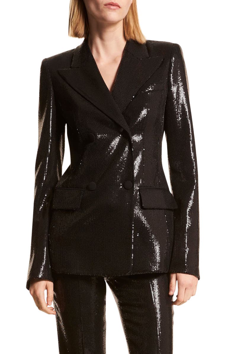 Michael Kors Collection Sequin Double Breasted Blazer, Main, color, 