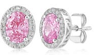 Sienna Vale Oval Cubic Zirconia Halo Stud Earrings