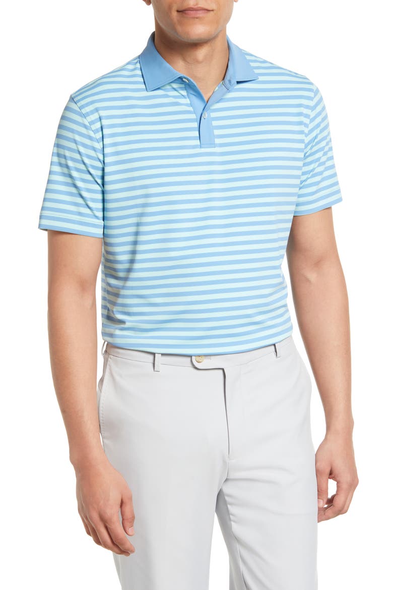 Men's Stripe Stretch Polo, Main, color, BALTIC BLUE/ SEA SAGE