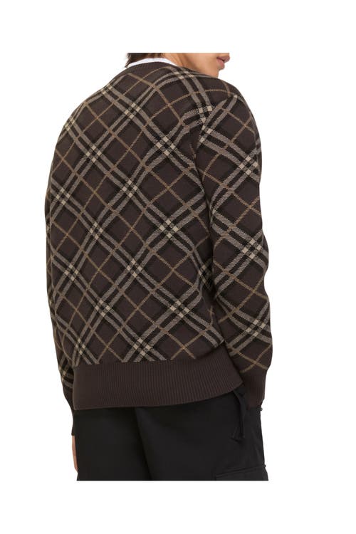Burberry Gregory Checked Wool-blend Sweater In Brown