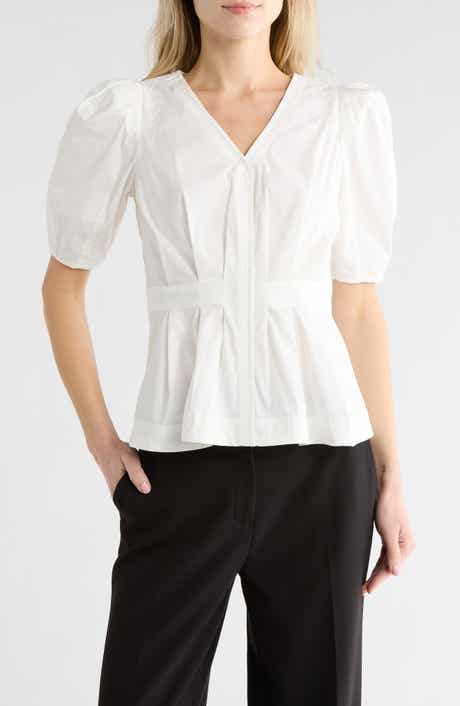 JASON WU V-Neck Puff Sleeve Top