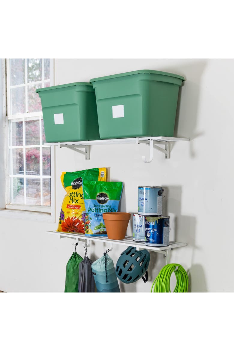 1' x 4' Bristol Garage Wall Mount Shelves - 2 Pack - White, Main, color, White
