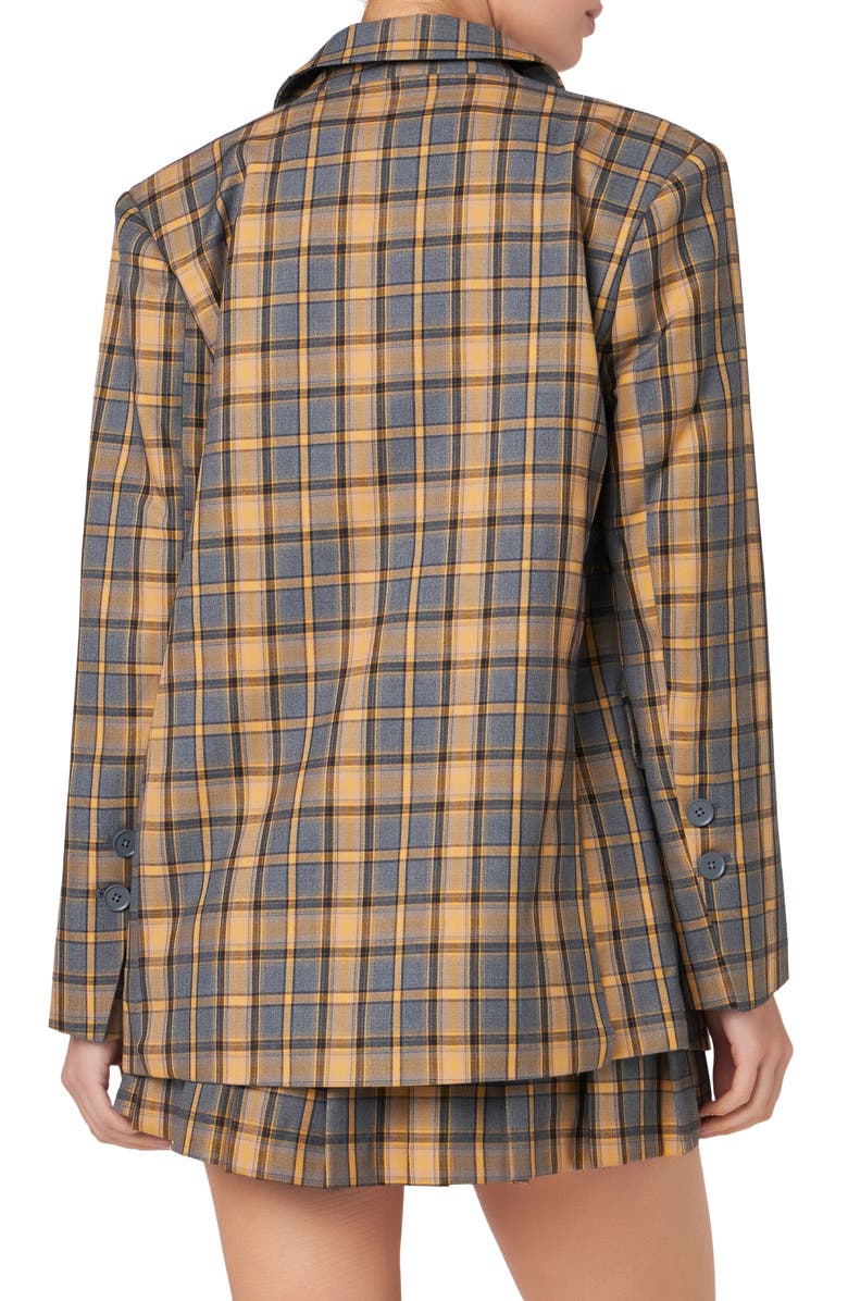 English Factory Plaid Blazer, Alternate, color, Grey Multi