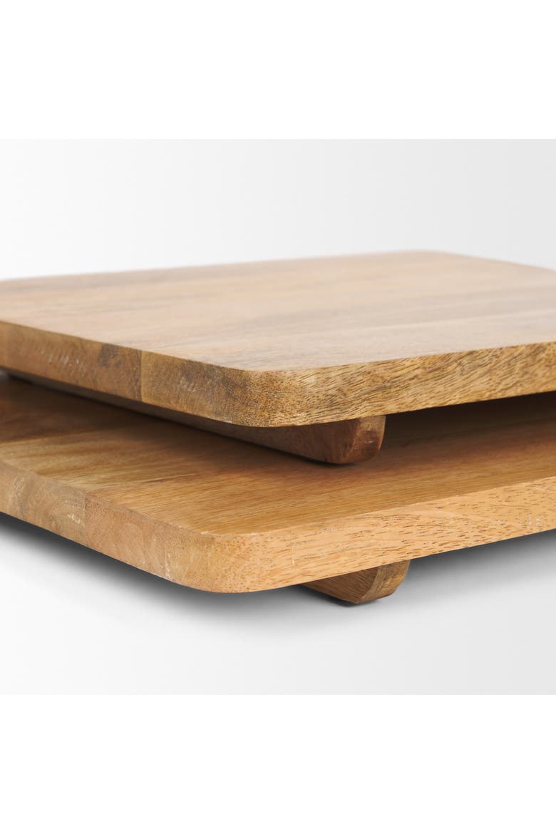 Khana Natural Solid Wood Square Serving Boards, Alternate, color, Brown
