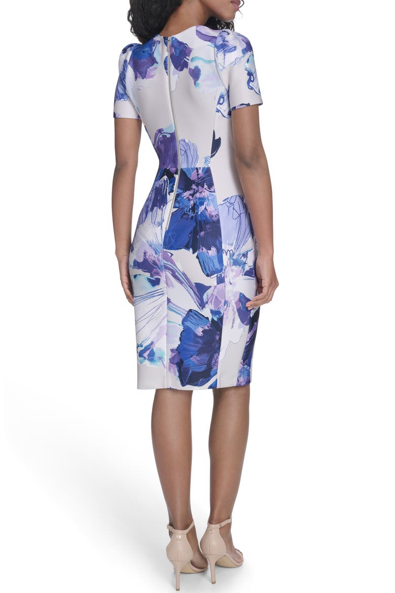 Floral Short Sleeve Sheath Dress, Alternate, color, SPRING MIST MULTI