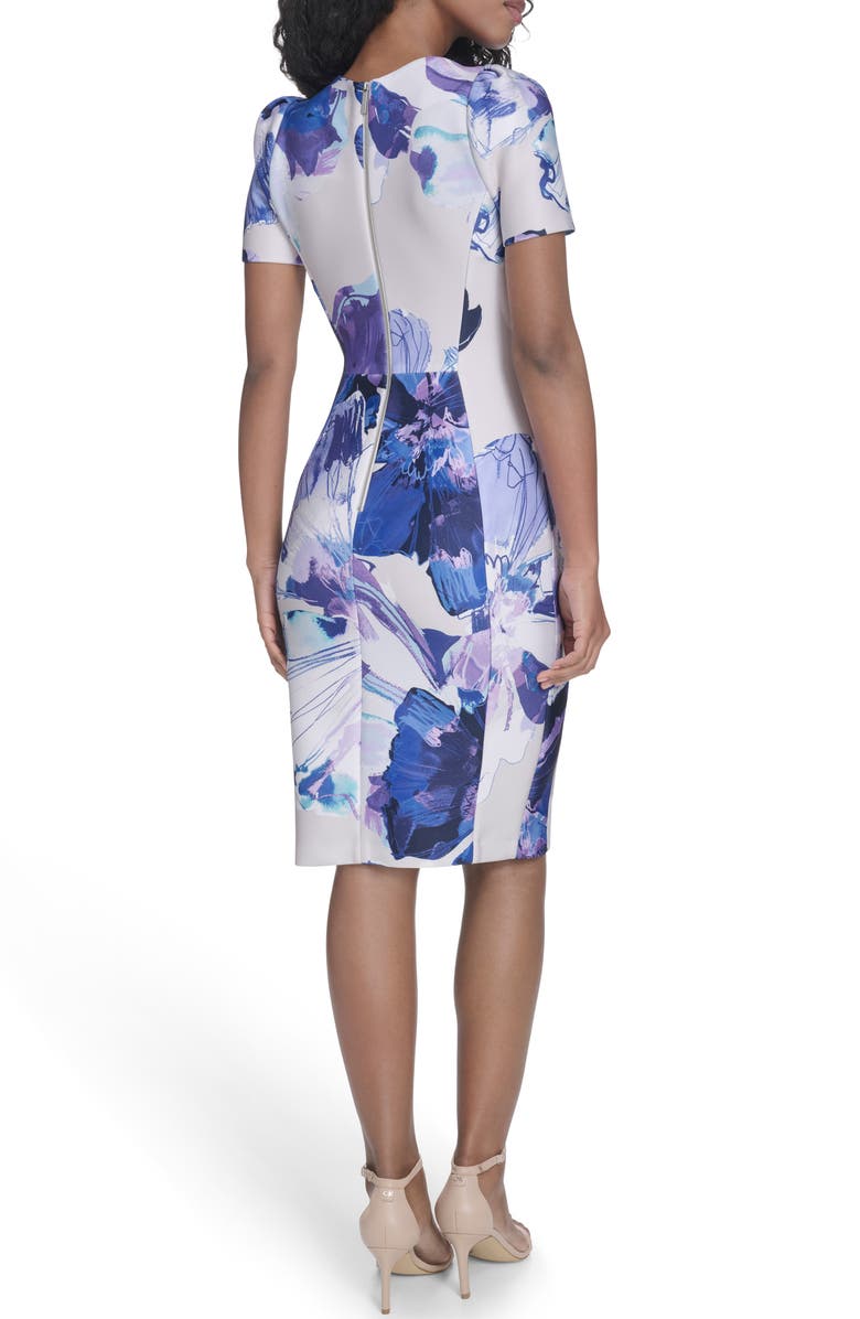 Calvin Klein Floral Short Sleeve Sheath Dress, Alternate, color, Spring Mist Multi