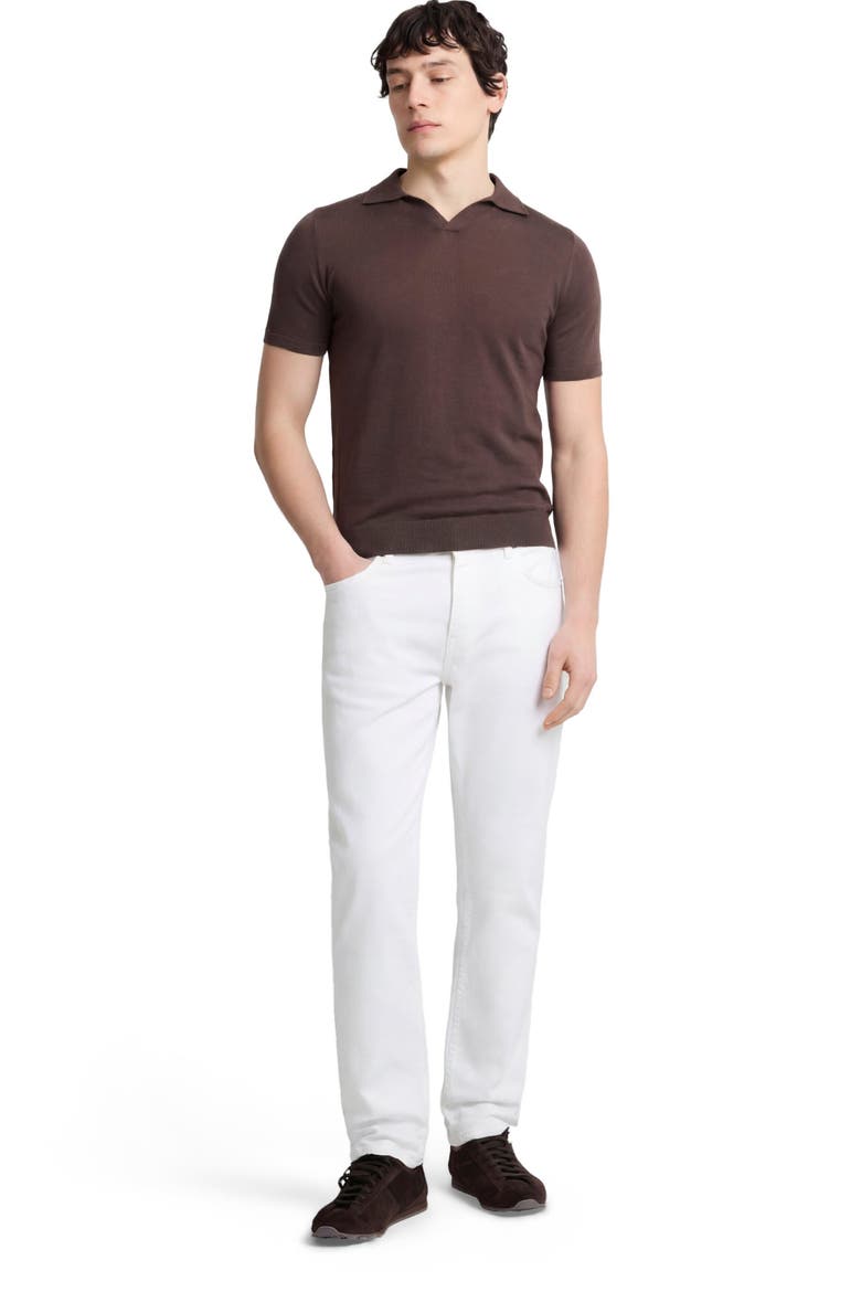Extra Fine Merino Wool Short Sleeve Johnny Collar Polo, Main, color, Espresso