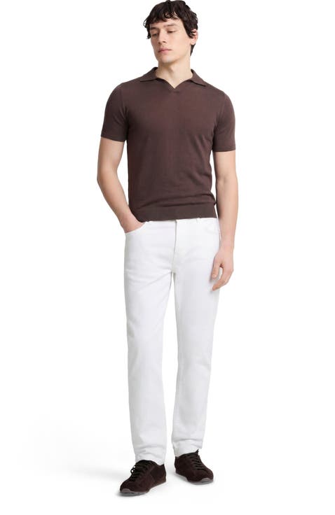 Extra Fine Merino Wool Short Sleeve Johnny Collar Polo