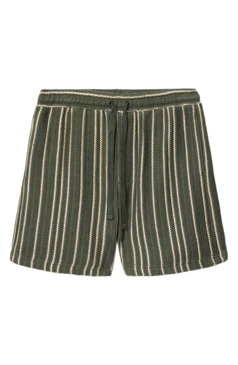 John Varvatos Everson Vertical Texture Stripe Cotton Blend Drawstring Shorts, Alternate, color, Moss