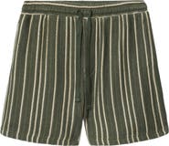 John Varvatos Everson Vertical Texture Stripe Cotton Blend Drawstring Shorts