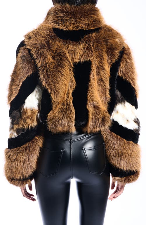 Azalea Wang Chiara Faux Fur Crop Jacket In Multi