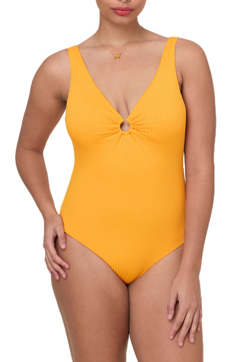 Andie The Bonita Ring One-Piece Swimsuit, Main, color, Tangerine