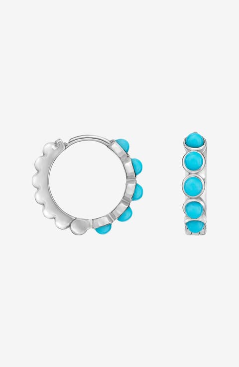 Medium Azure Turquoise Huggie Hoops