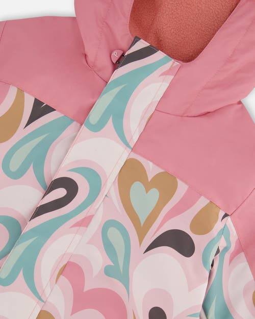 Deux Par Deux Little Kids Unisex Printed Mid-season One-piece Outerwear Light Pink With Hearts In Light Pink With Hearts