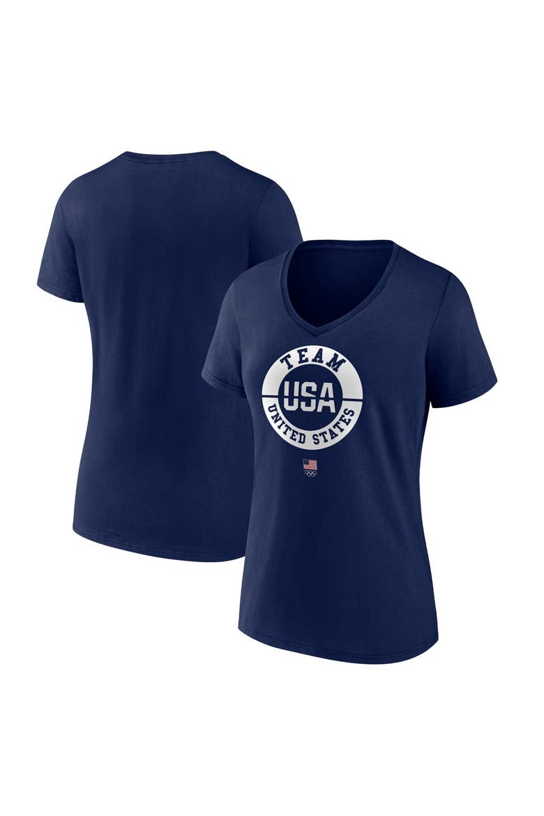 Women's Fanatics Branded Navy Team USA V-Neck T-Shirt, Alternate, color, Navy