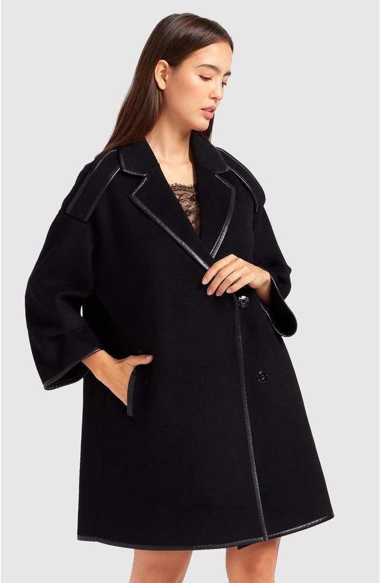Belle & Bloom Incomplete Kiss Trimmed Coat, Alternate, color, Black