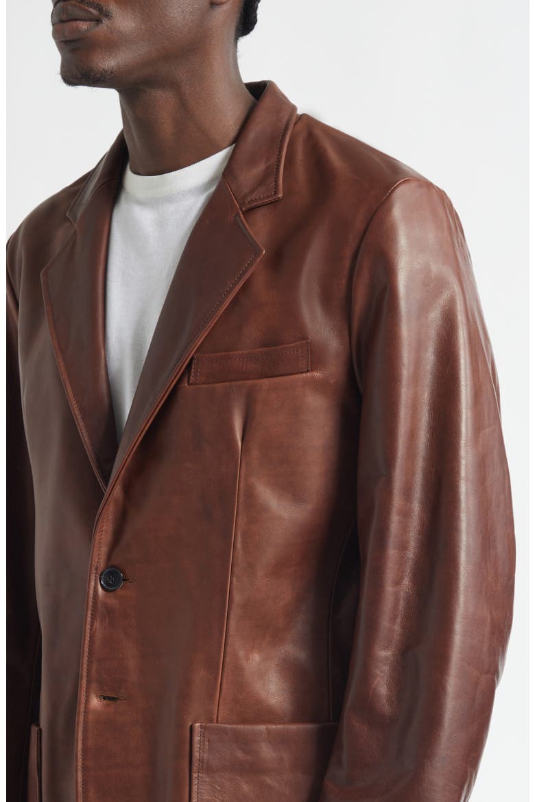 Saico Leather Blazer, Alternate, color, BROWN