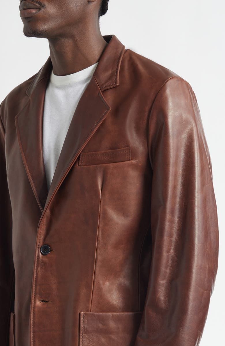 Second Layer Saico Leather Blazer, Alternate, color, Brown