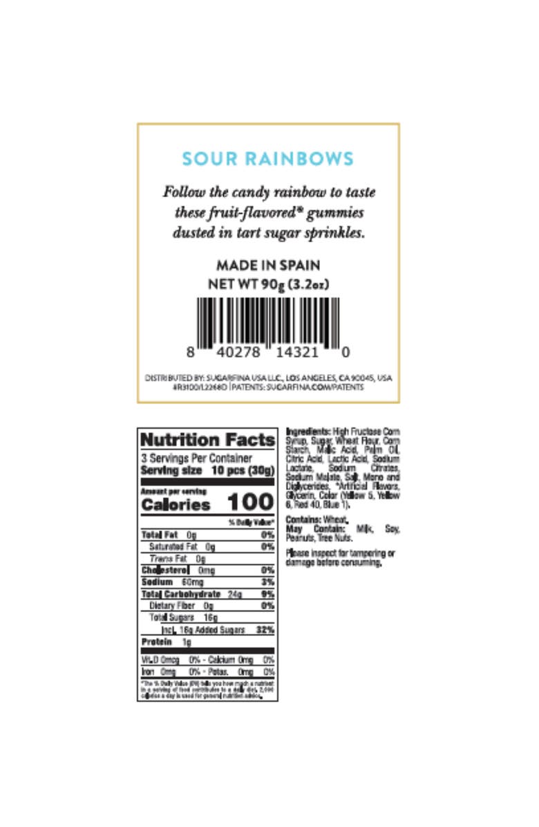 sugarfina Sour Rainbows Set of 3 Candy Cubes, Alternate, color,