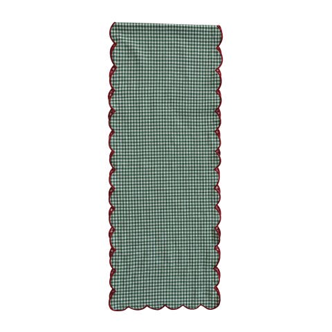Scalloped Checkered Cotton Table Runner