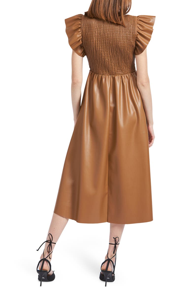 En Saison Rylee Smocked Faux Leather Midi Dress, Alternate, color, 