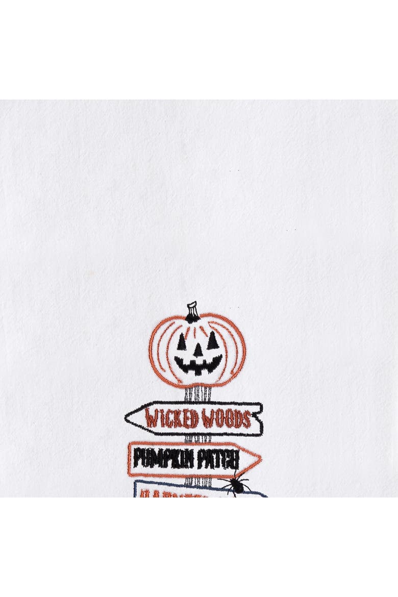 Pumpkin Direction Signs Embroidered Halloween Towel, Alternate, color, Red