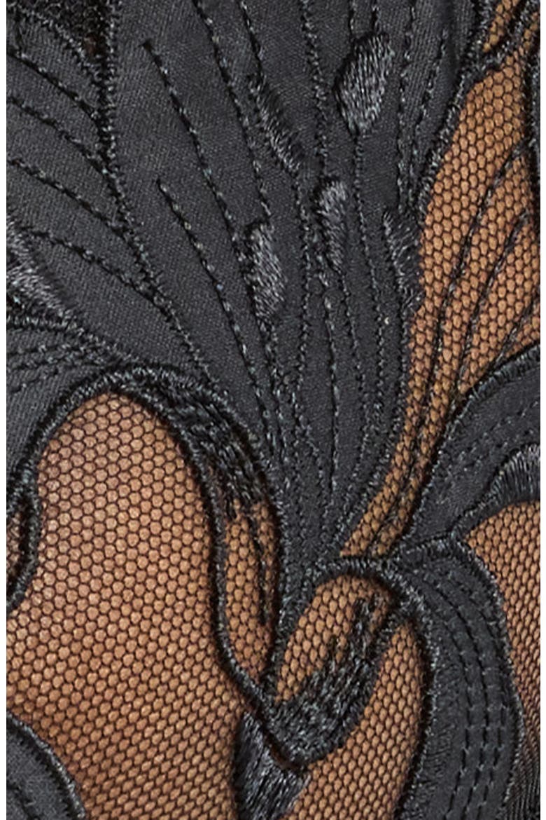 Lily Embroidered Underwire Plunge Demi Bra, Alternate, color, BLACK