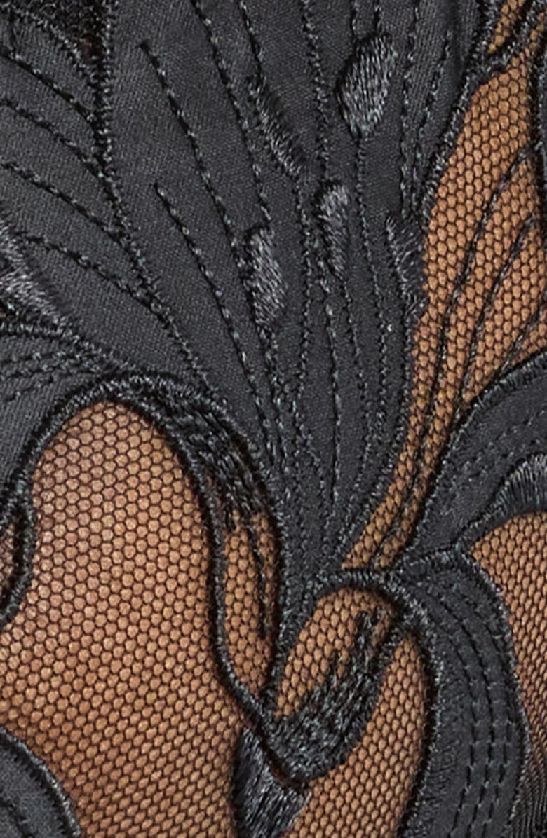 Fleur Du Mal Lily Embroidered Underwire Plunge Demi Bra, Alternate, color, Black