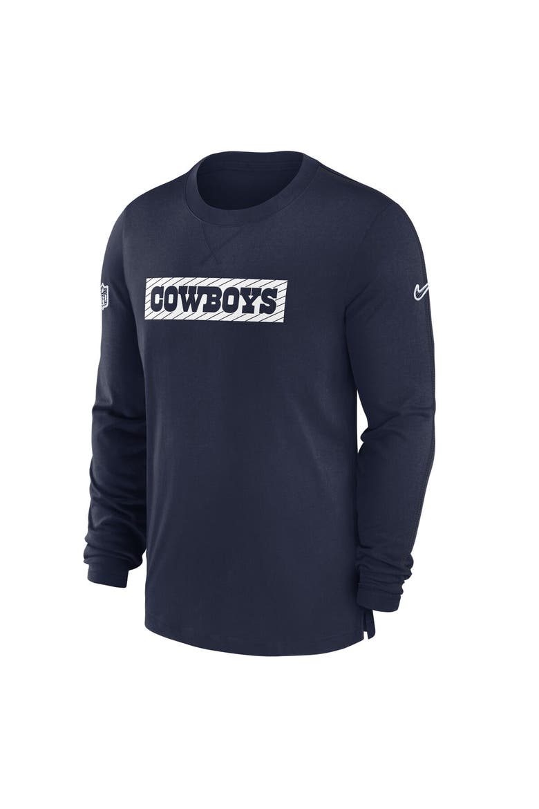 Men's Nike Navy Dallas Cowboys 2024/25 Sideline Player Tri-Blend Performance Long Sleeve T-Shirt, Alternate, color, Navy