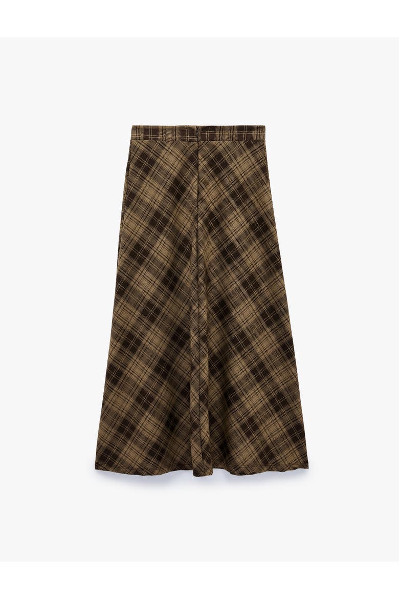 Flared Checked Skirt, Alternate, color, BROWN DESIGN