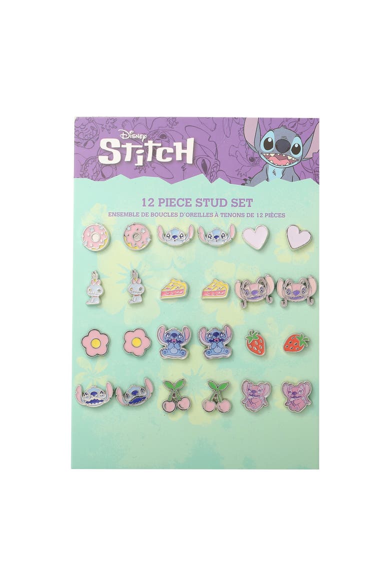 Lilo and Stitch 12 Pairs Earring Set, Alternate, color, pink, blue