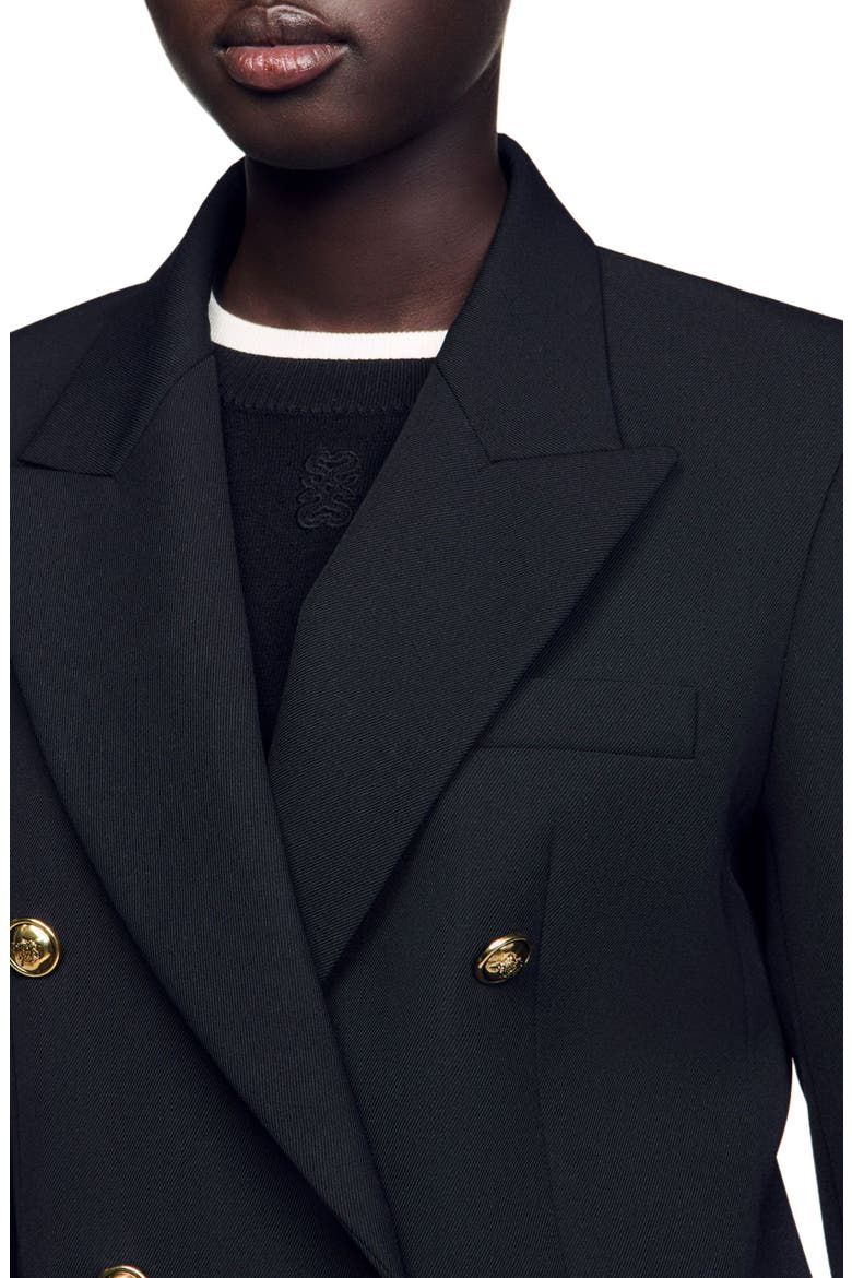 Double-breasted suit jacket, Alternate, color, Black
