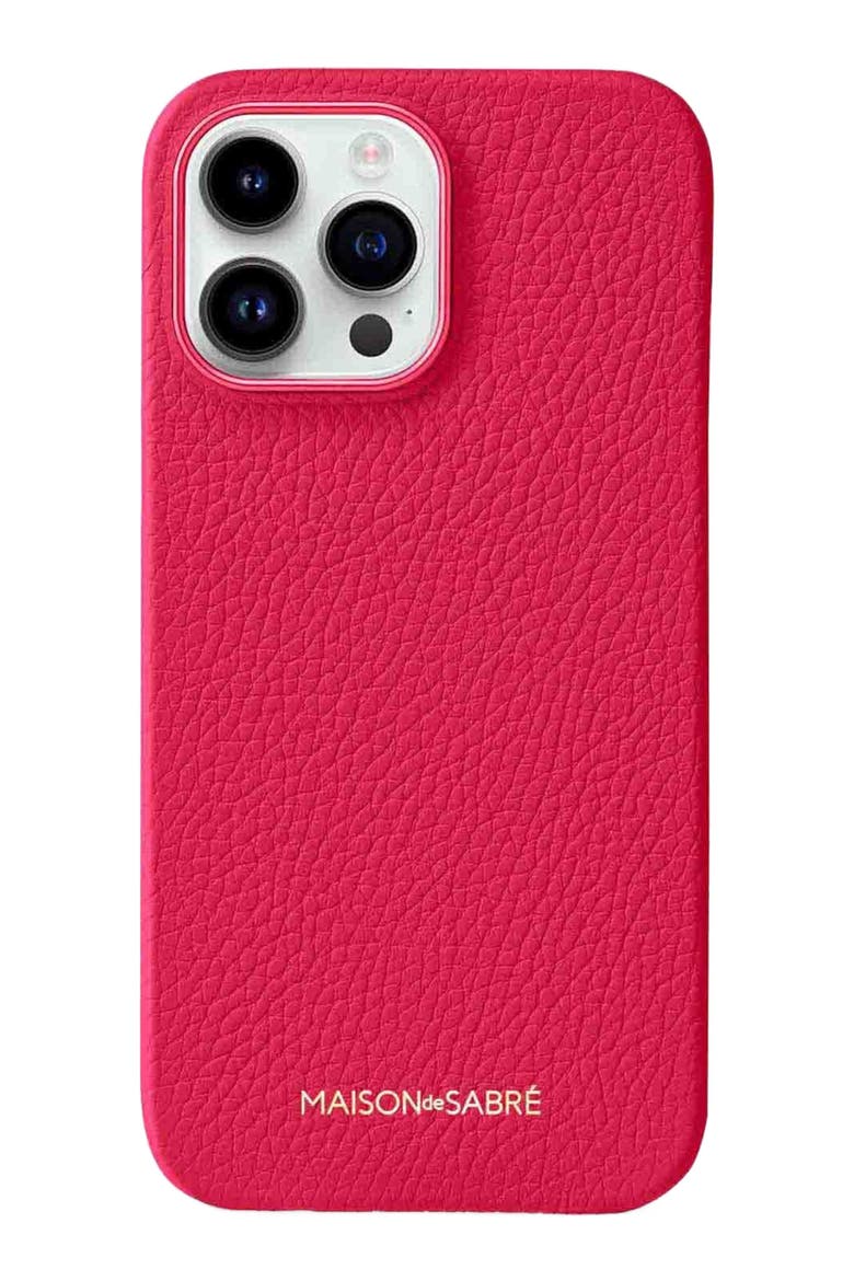 Leather Phone Case iPhone 15 Pro Max, Main, color, Shibuya Fuchsia