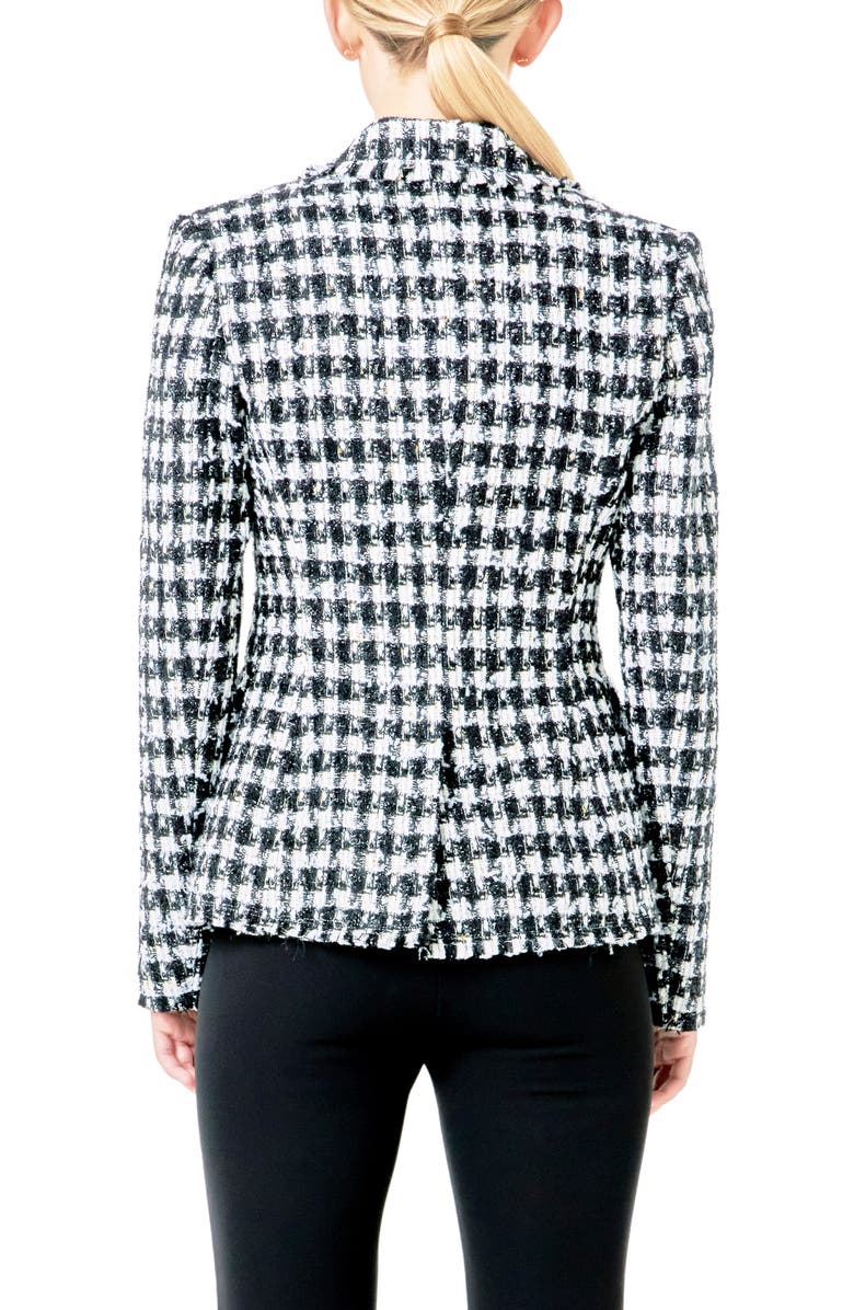 Endless Rose Check Tweed Double Breasted Blazer, Alternate, color, Black/ White