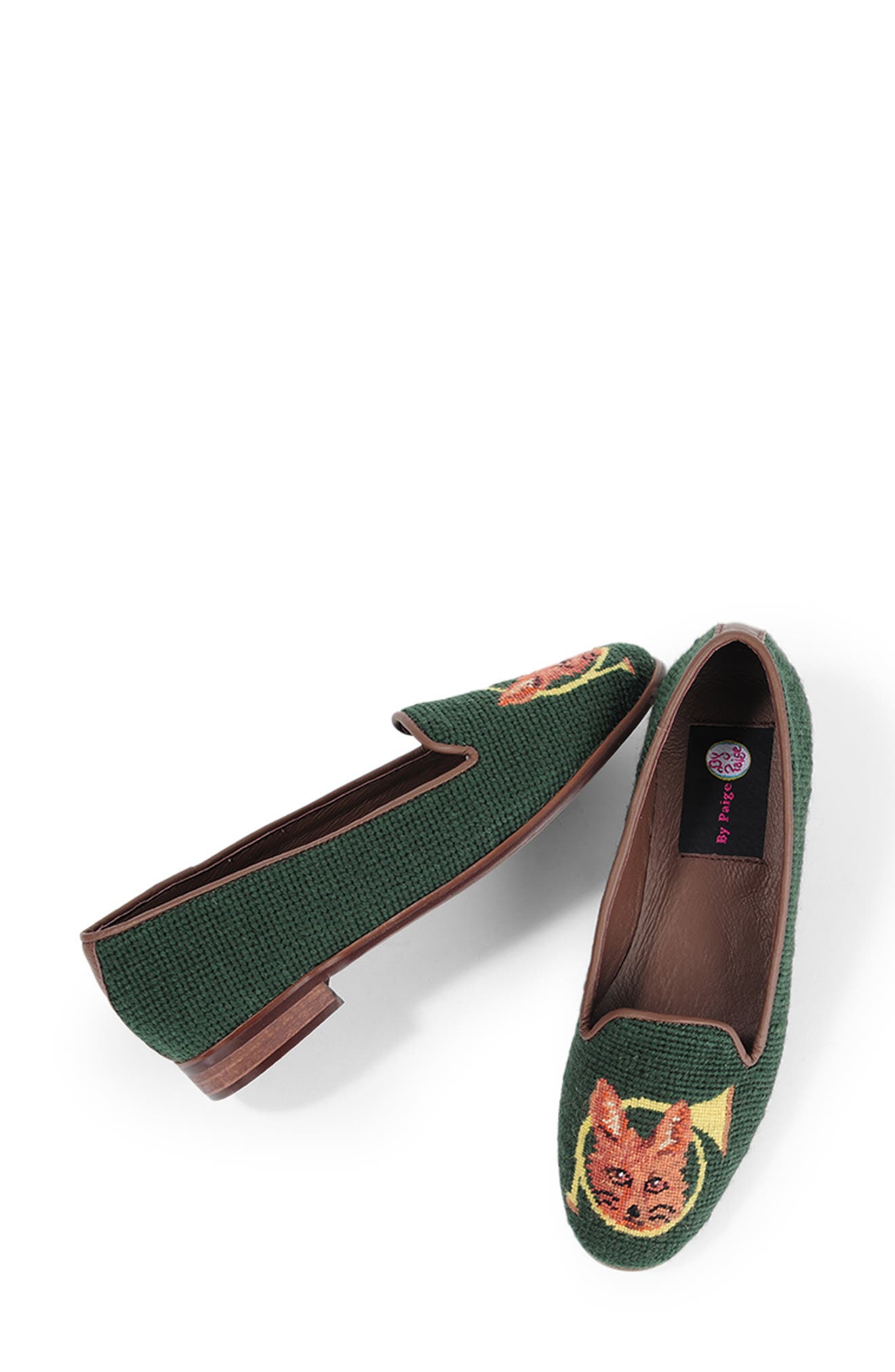 ByPaige Needlepoint Fox & Horn Flat, Alternate, color, Fox And Horn - Forest Green