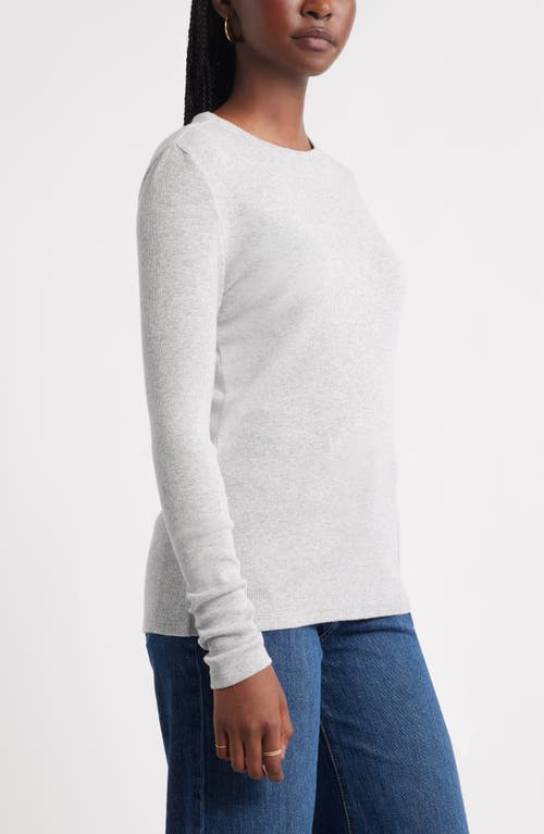 Treasure & Bond Long Sleeve Cotton Blend Rib T-shirt In White