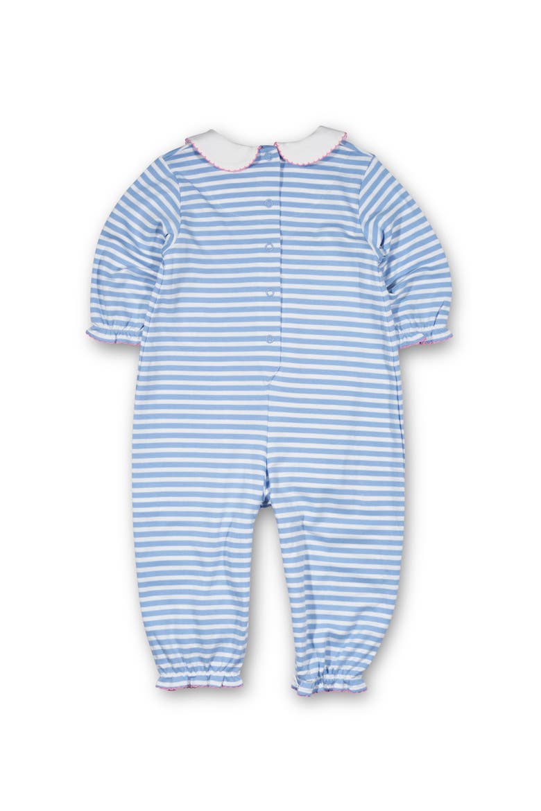 Stripe Knit Longall With Embroidered Flowers, Alternate, color, Light Blue, White, Pink