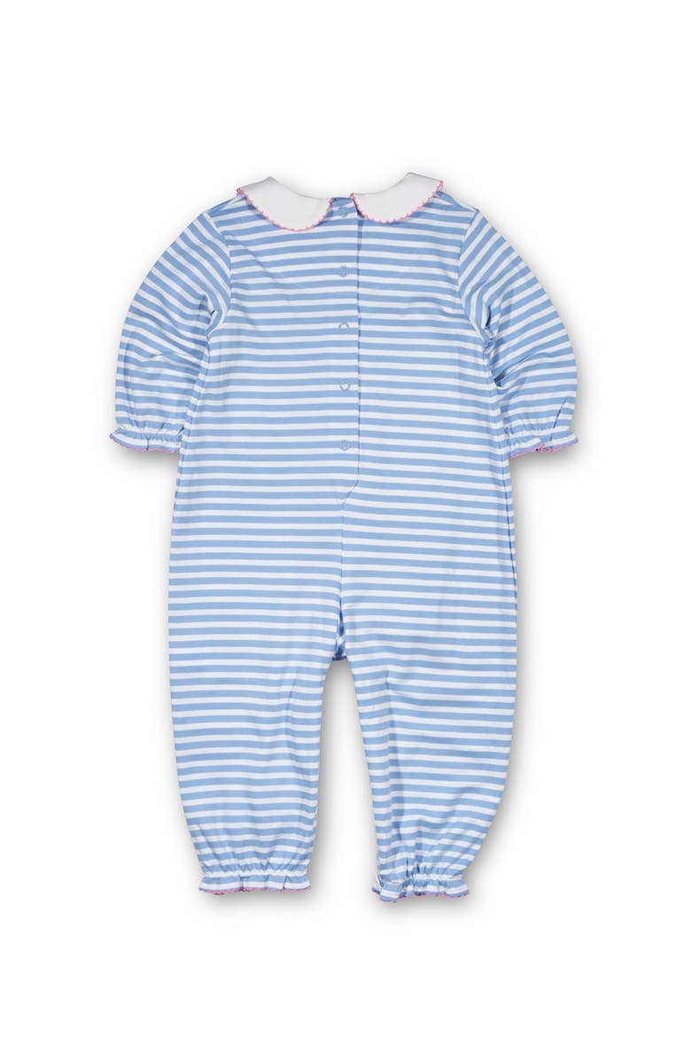 Florence Eiseman Stripe Knit Longall With Embroidered Flowers, Alternate, color, Light Blue, White, Pink