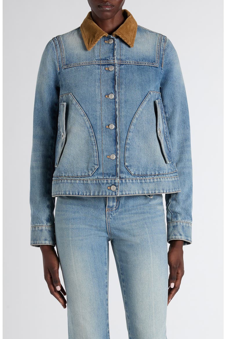 Boxy Denim Jacket, Main, color, ROYAL