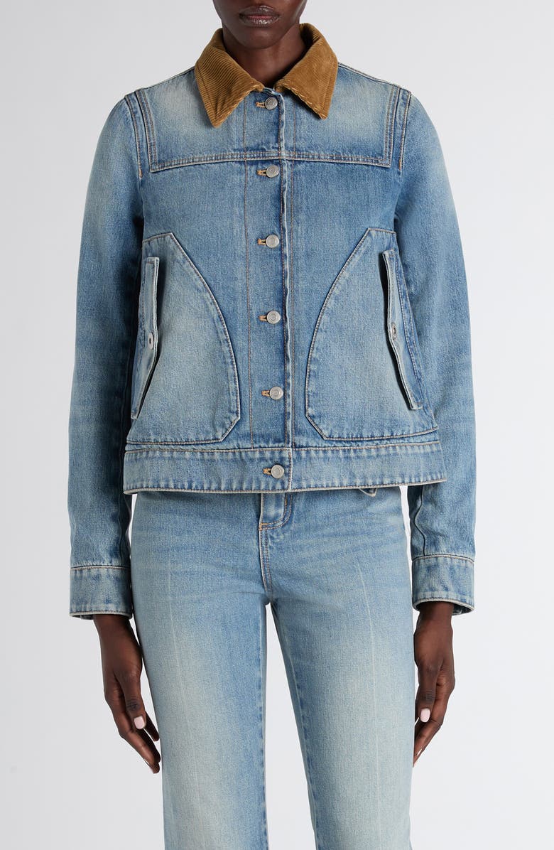 McQueen Boxy Denim Jacket, Main, color, Royal