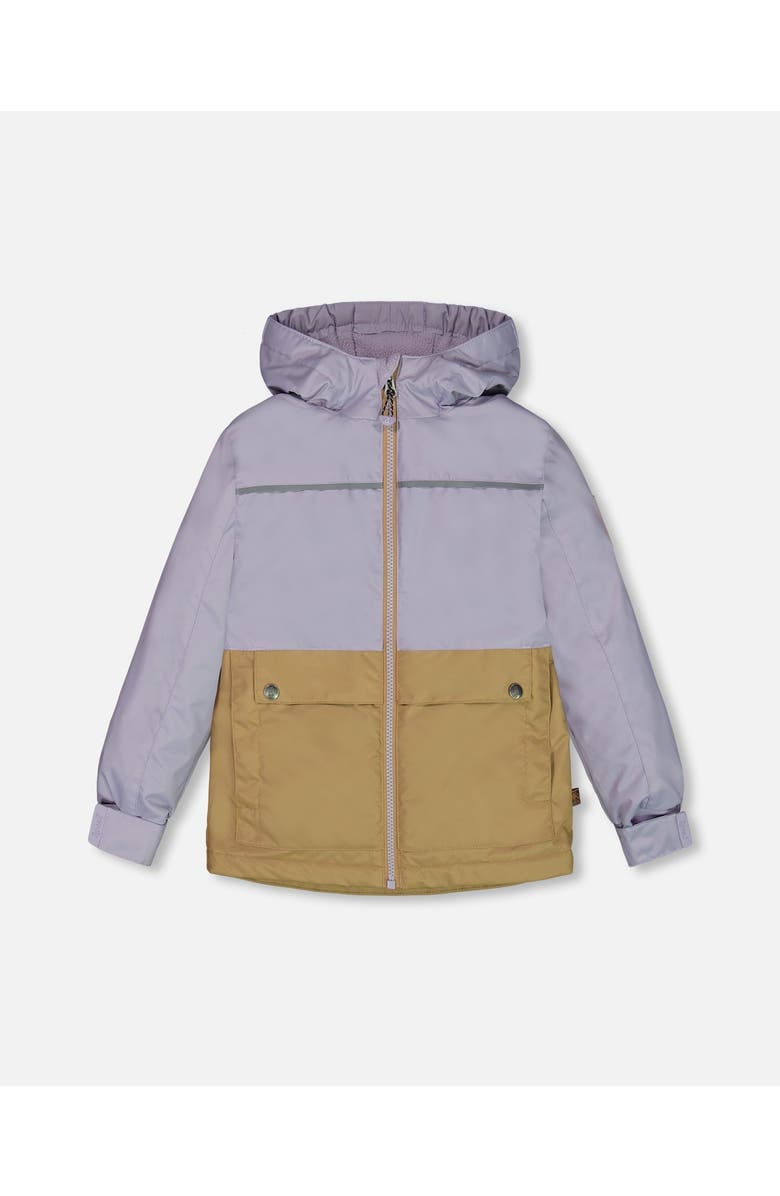 Deux par Deux Little Girl's Colorblock Mid-Season Jacket Lilac And Taupe, Main, color, 
