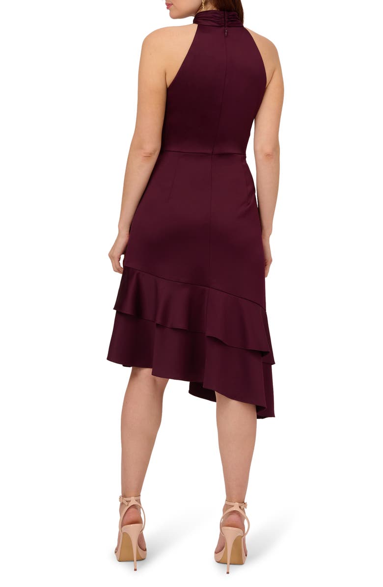 Adrianna Papell Ruffle Sleeveless Satin Crepe Dress, Alternate, color,