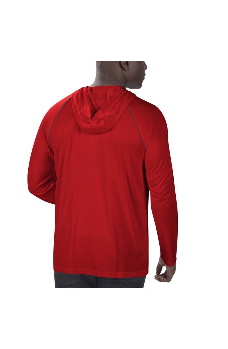 STARTER Men's Starter Red Tampa Bay Buccaneers Raglan Long Sleeve Hoodie T-Shirt, Alternate, color, Red