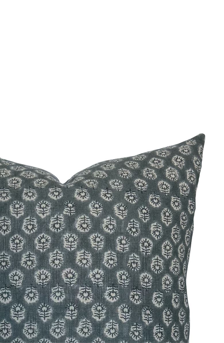 Linen & James Bailey | Navy Blue Floral Handblock Pillow Cover, Alternate, color, Navy